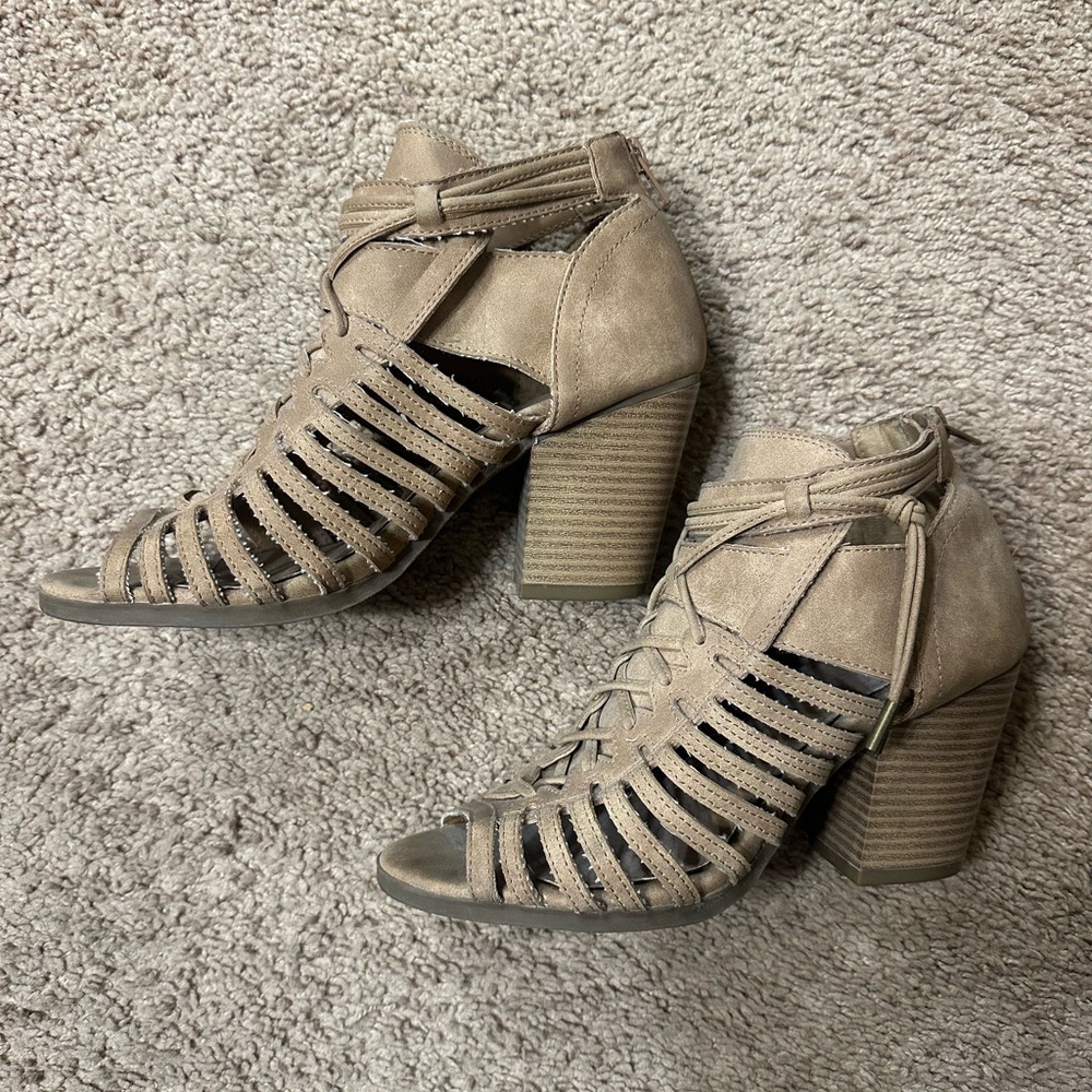Rampage Tan Strappy Heels